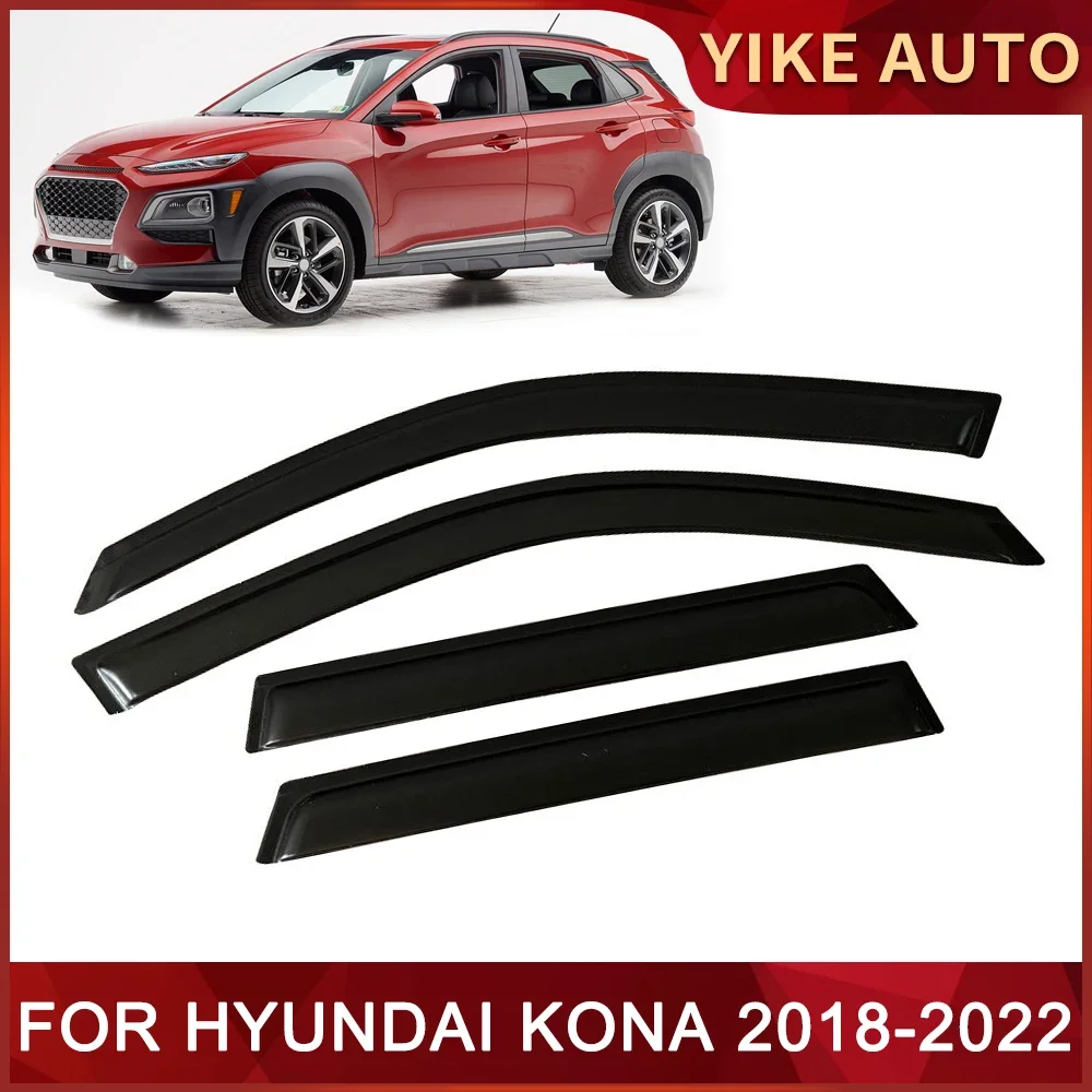 Window Visor for HYUNDAI KONA 2018-2022 Encino Weathershied Door Visor Wind Sun Rain Guards Side Window Wind Deflectors Auto