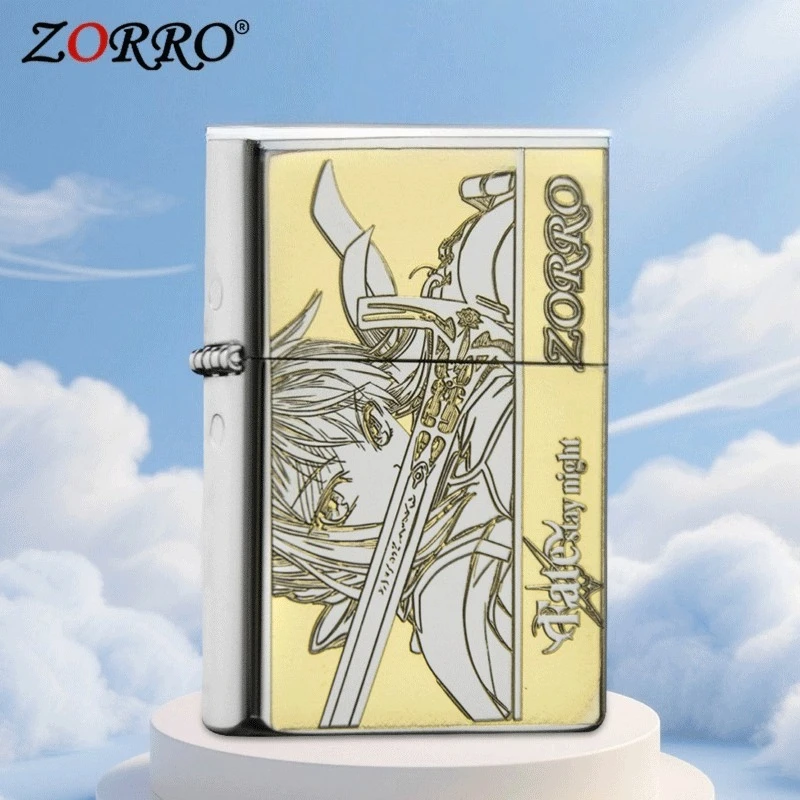 [ZORRO] Neues verchromtes, winddichtes Kerosinfeuerzeug, exquisit geschnitztes, personalisiertes Retro-Zigarettenzubehör für Herren als Geschenk