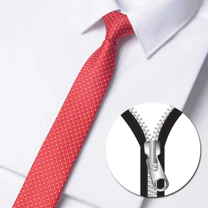 

High Quality Red Checkered Tie Men's Narrow Version Slim Fit 5cm Business Simple Zipper Style College Style Zipper Necktie