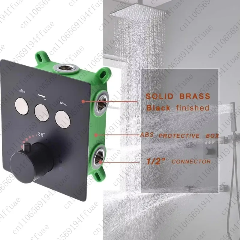 Shower Valve 3-Way Thermostatic Pressure-Balanced Brass Water Divider Enables flexible selection of bathroom shower faucets