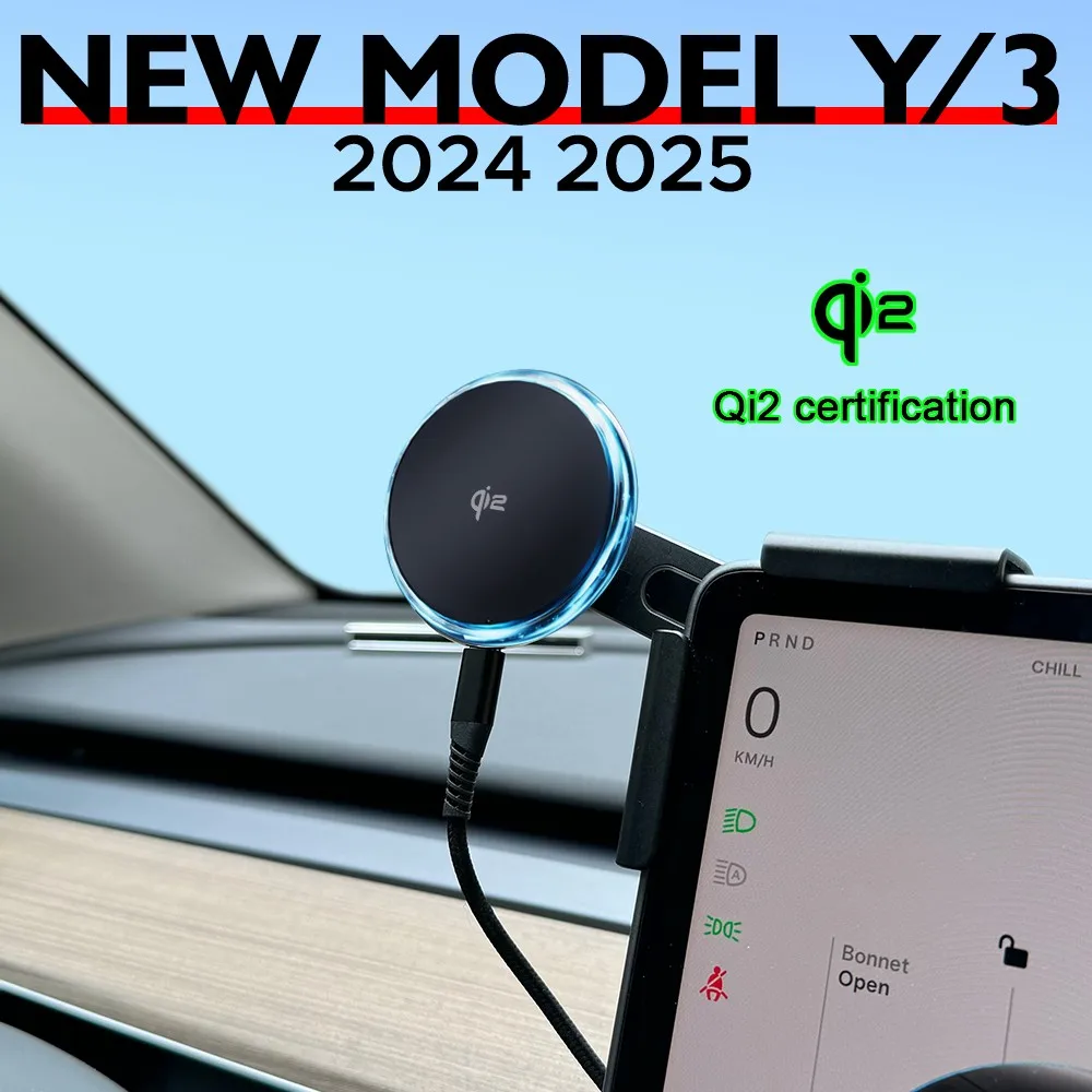 

Blue Light Ring Magnetic Wireless Charger Phone Holder Compatible with MagSafe Screen Mount For Tesla Model Y 3 S Juniper Launch