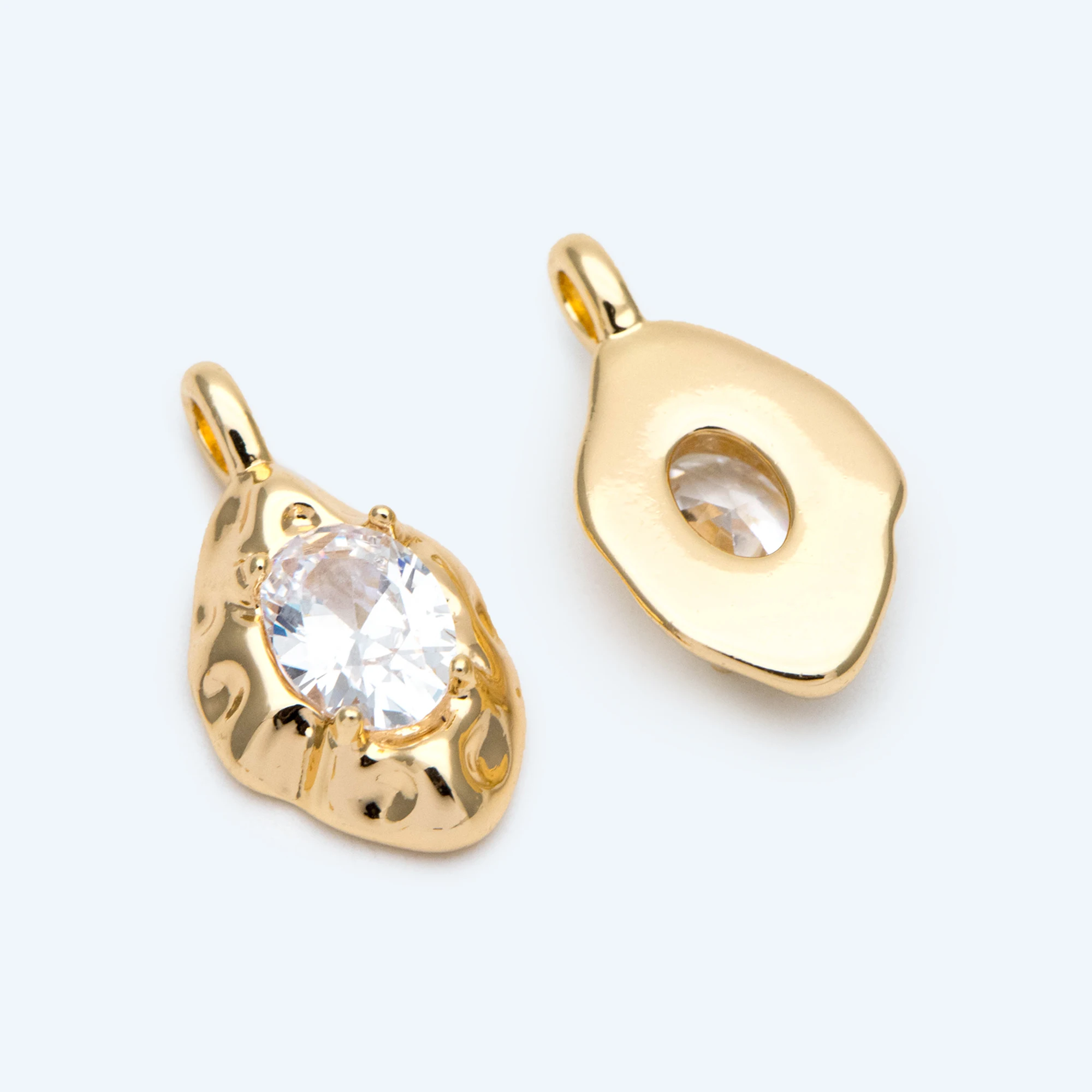 

4pcs CZ Paved Irregular Drop Charms, 18K Gold Plated Brass Pendants Jewelry Accessories For Handmade Necklace Making (GB-2733)