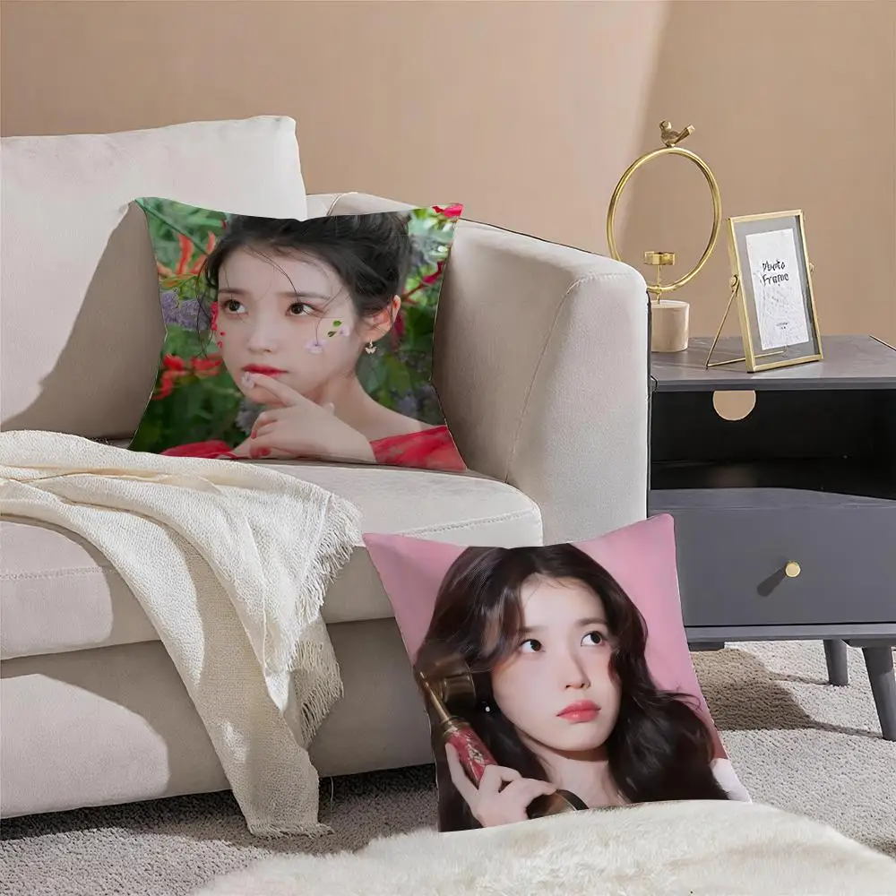 Sweet Korean Singer Beautiful Actress I-IU Cushion Cover Throw Pillow Cover Hidden Button Durable Polyester Chair Cushion