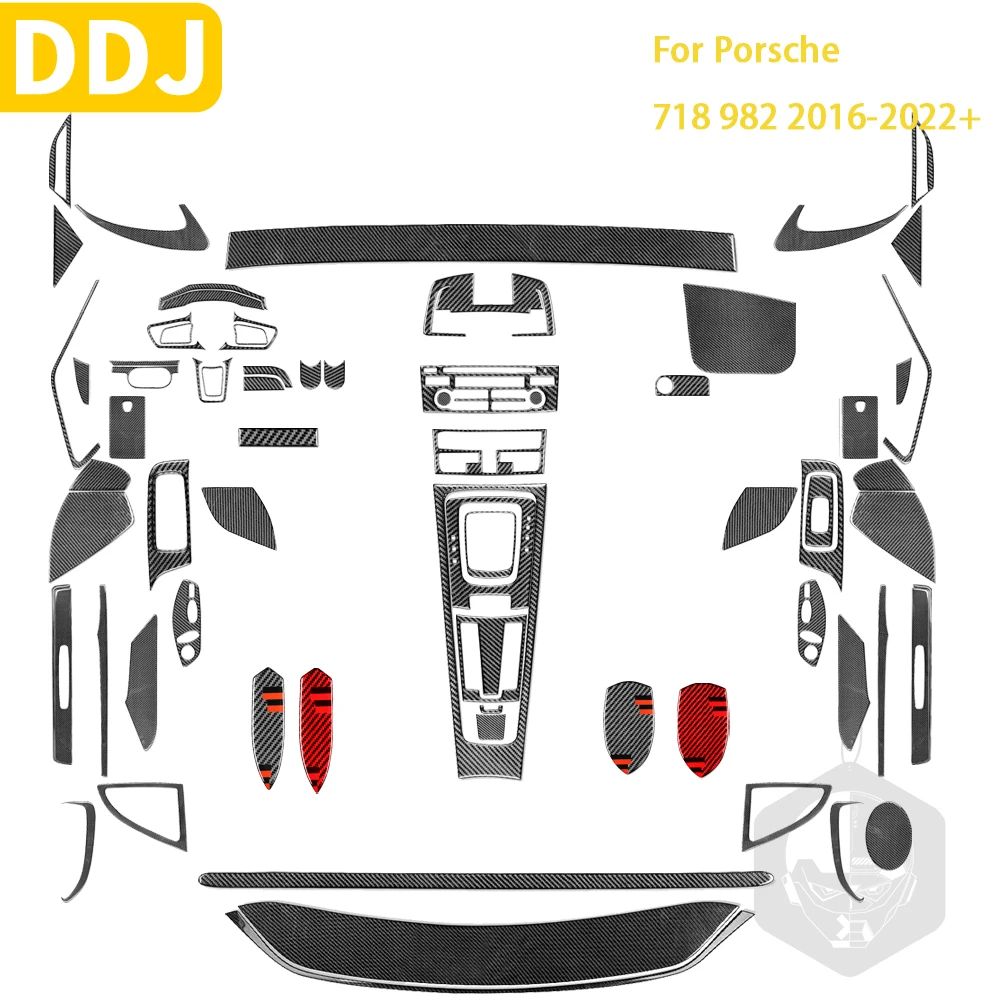 

For Porsche Boxster Cayman 718 982 2016-2022 Accessories Carbon Fiber Car Interior Roadster Dashboard Steering Gear Sticker