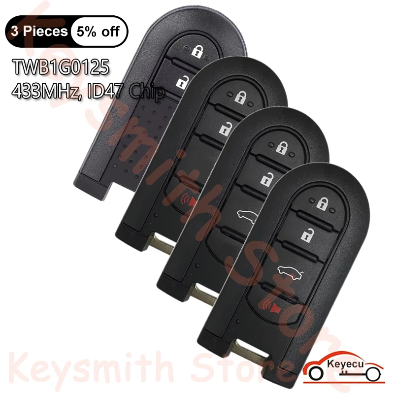 KEYECU 2 3 4 Button 433MHz ID47 Chip for Toyota Rush for Daihatsu Terios 2018 2019 2020 2021 Auto Smart Remote Key Fob TWB1G0125