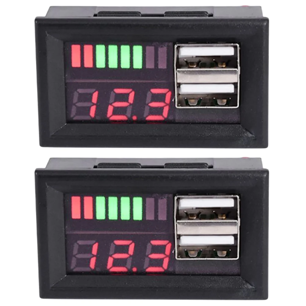 Strange 2X 12V Digital Voltmeter Voltage Battery Panel Meter For Car Motorcycle USB 5V 2A Output