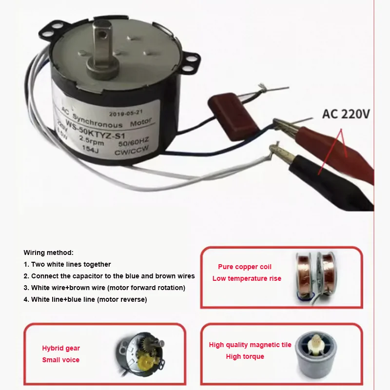 50KTYZ permanent magnet synchronous motor 6.5W hairdressing salon rotating light motor 220V AC synchronous motor