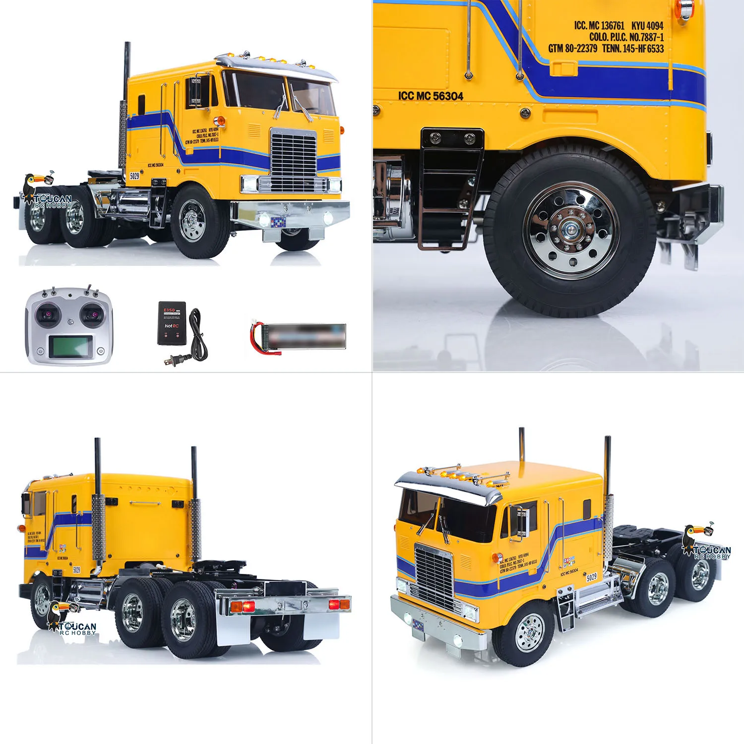 Caminhão Trator DIY TOUCAN 1/14 Controle Remoto 6*4 Chassi TAMIYA 56304 Transmissão de 3 Velocidades Sistema de Luz e Som RTR Rádio Flysky