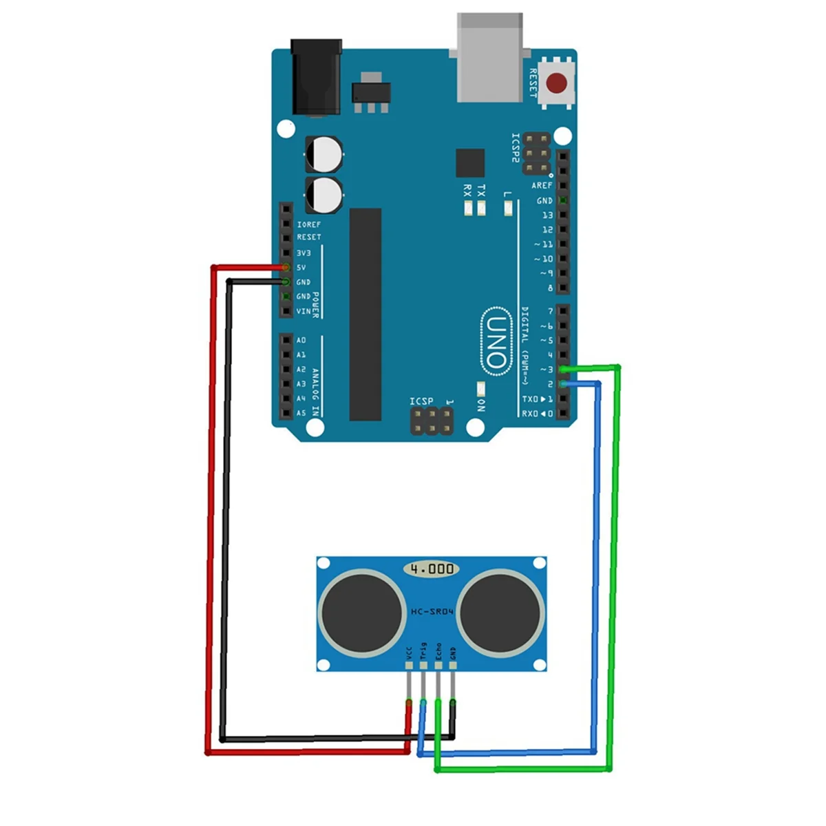 1 buah modul Ultrasonic-SR04 4Pin Sensor pengukur jarak