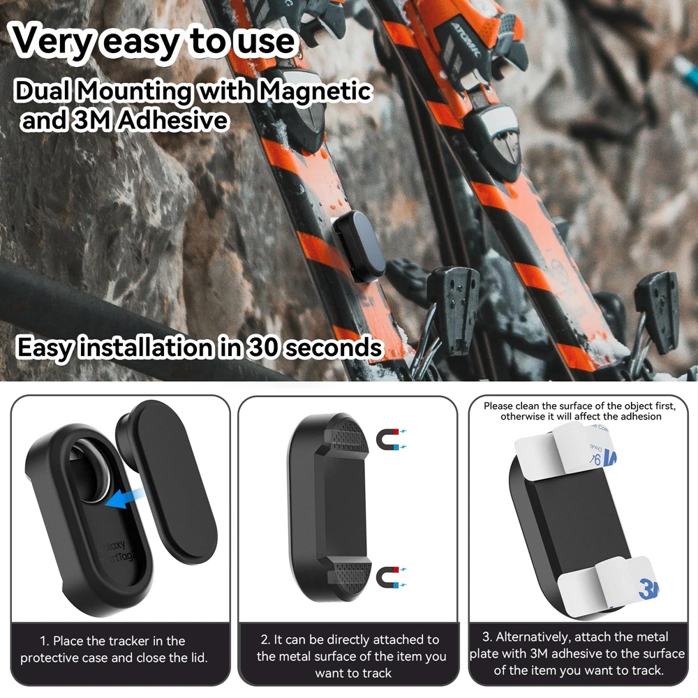 For Samsung SmartTag 2 Magnetic Holder Silicone Protective Case with 3M Adhesive for Smart Tag2 Waterproof Cover Shell