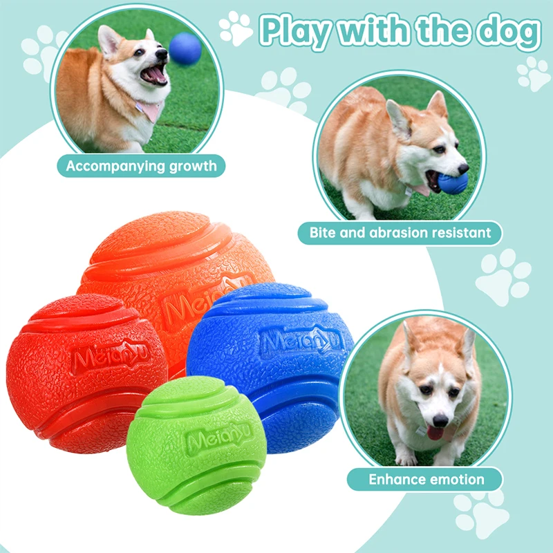 Dog Toy Rubber Ball Bite-resistant Ball Toy for Dogs Puppy Teddy Pitbull Red Color Solid Ball S-XL Pet Supplies