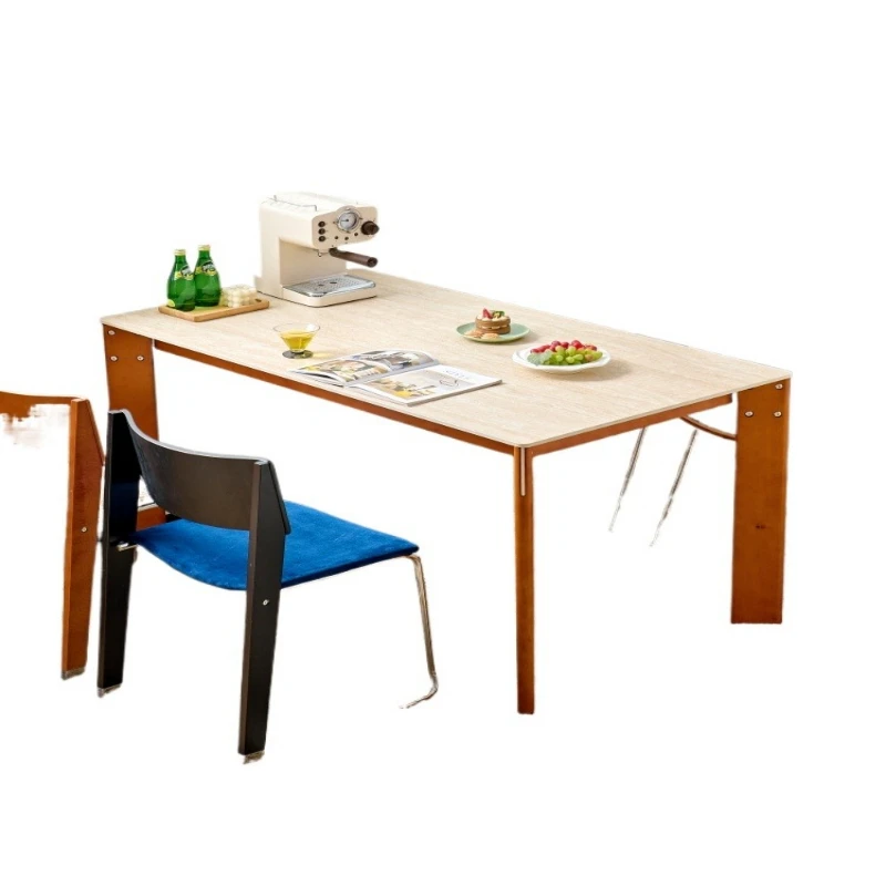 

Travertine slate, dining table household living room, medieval long table, beech leg rectangle