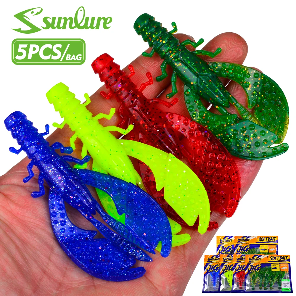 Sunlure 5 Stück Agile Lures Garnelenköder, weicher Köder, Angelköder, 8 g/8,89 cm, Garnelen-Hummer-Wobbler, weicher Angelköder aus Kunststoff