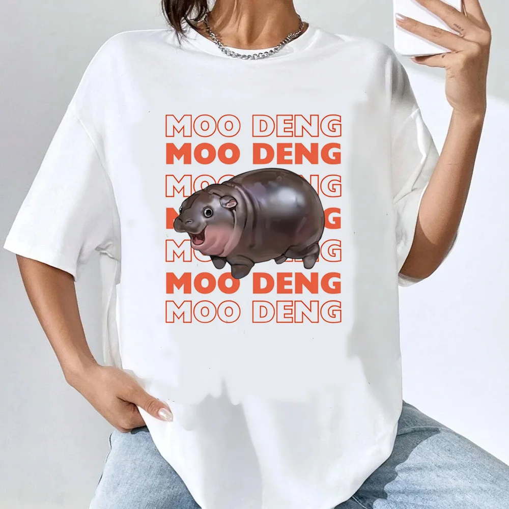 Moo Deng top tees teen Trendy hip hop Pop Culture kawaii t-shirt Retro Grunge Vintage hip hop Comfortable Y2k