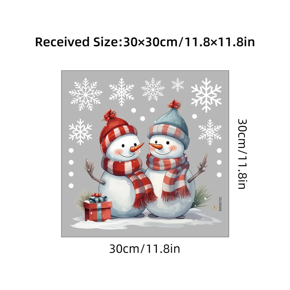 2025 New Year Windows Stickers Cartoon Snowman Snowflakes Christmas Window Wall Sticker Christmas Decoration Self-adhesive Decal