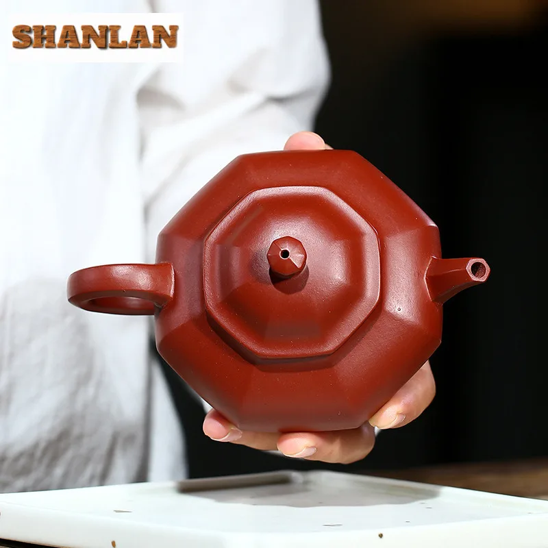 210ml Yixing Purple Clay Teapots Handmade Octagonal Pot Raw Ore Dahongpao Mud Tea Soaking Kettle With Infuser Zisha Tea Set Gift