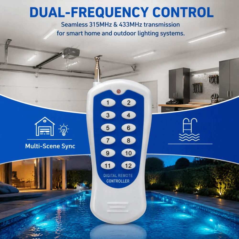 433MHz RF Remote Control Transmitter 1527 Chip 315MHz Wireless Remote Retractable Metal Antenna Soft Silicone Buttons