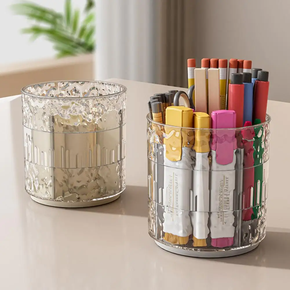 Desktop Pen Storage Solution Rotating Makeup Brush Holder with Capacity Removable Pen Stand Organizer for Desk 360-degree