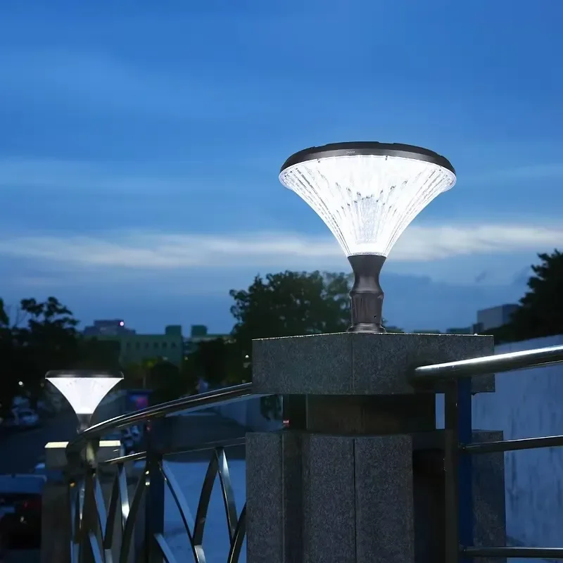 Waterproof Outdoor Solar Garden Post Cap Light LED Solar Power Column Cap Head Path Lamp Solar Pillar Light