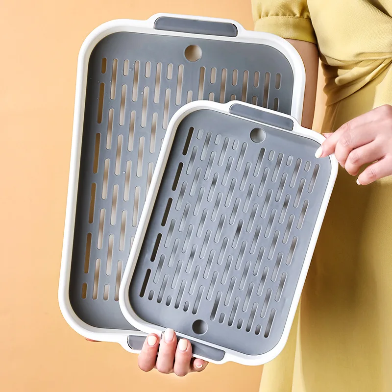 

Cup Storage Tray Double Layer Dish Drainer Fruit Vegetable Water Drain Racks Kitchen Organizer Washing Drying Rack Serving Plate