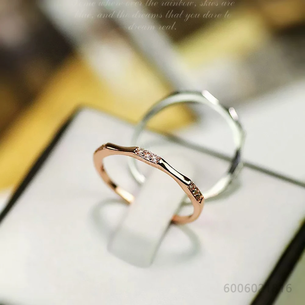 925 Sterling Silver Size 7-10 Zircon Silver/Gold/RoseGold Thin Ring For Women Men Fashion Jewelry Wedding Engagement Accessories