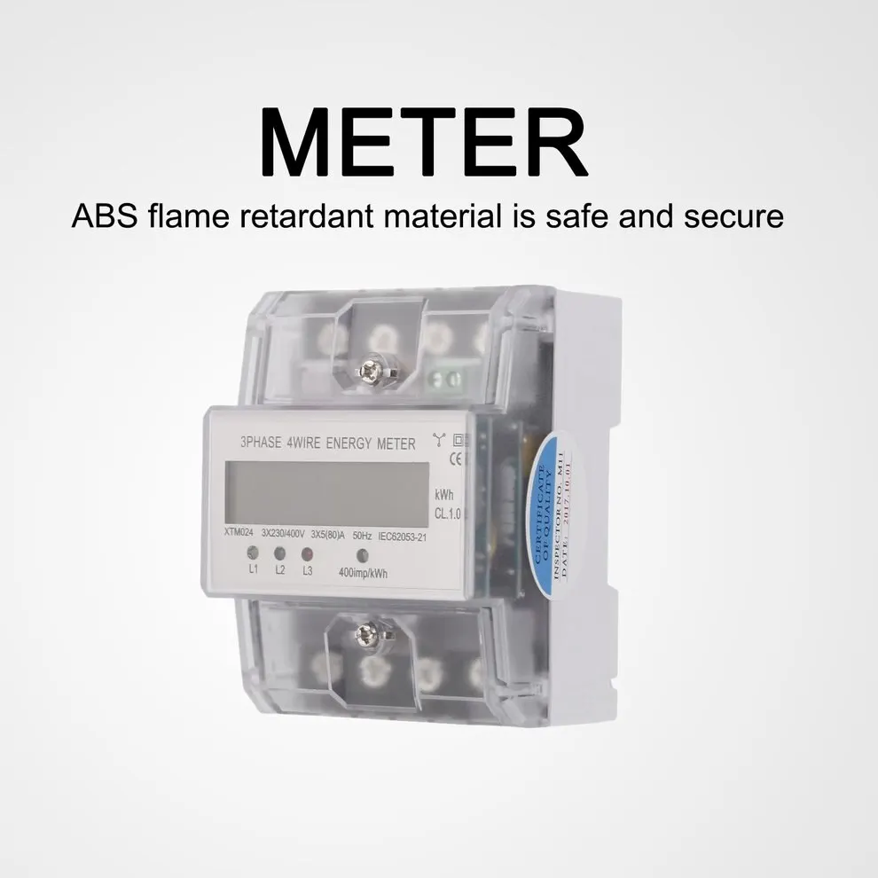 

XTM024 5 (80) A 3x230/400V Three-Phase Four Wire Energy Meter Rail Electricity Power Accurate Clear Cover