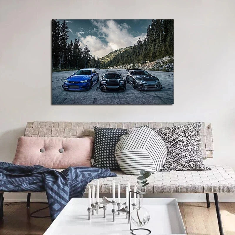 Supra Nissan Skyline NSX Blue Car HD Canvas Paintings Wall Pop Art Picture Posters and Prints for Boys Bedroom Living Room Decor