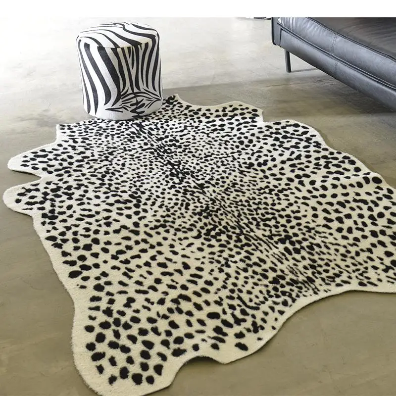 

Animal Print Carpet and Rugs Leopard Faux Skin Leather Carpets for Living Room Soft Fur Decoration Rug Mat Photography prop