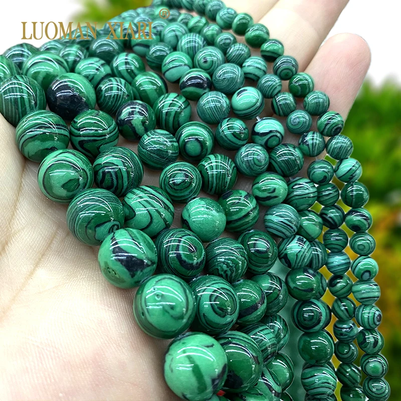 6-12MM Malachite Persian Jade Beads Natural Stone Loose Round Spacer Beads for Jewelry Making DIY Bracelet Charms Accessories
