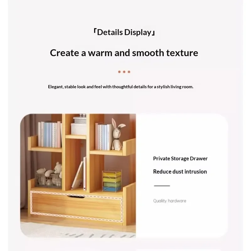 Small Multi Layer Wooden Bookshelf Household Storage Elegant Living Room Furniture Against The Wall