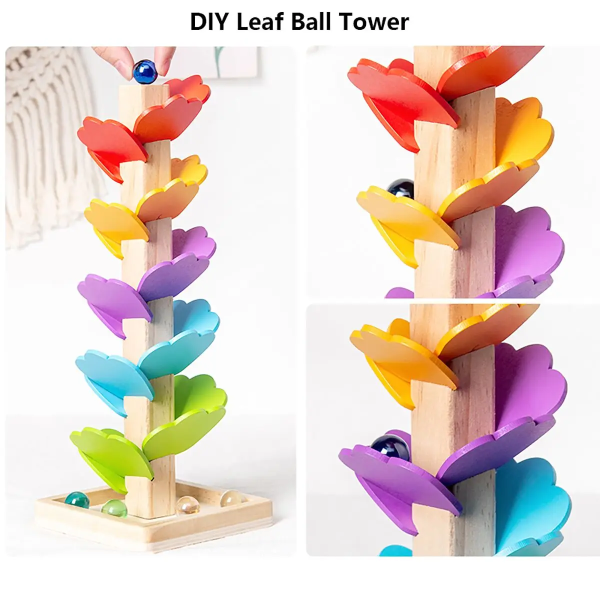 Leaf Track Roller Tree Rainbow Building Blocks, Music Tree, educación temprana para niños, rompecabezas de madera, juguetes