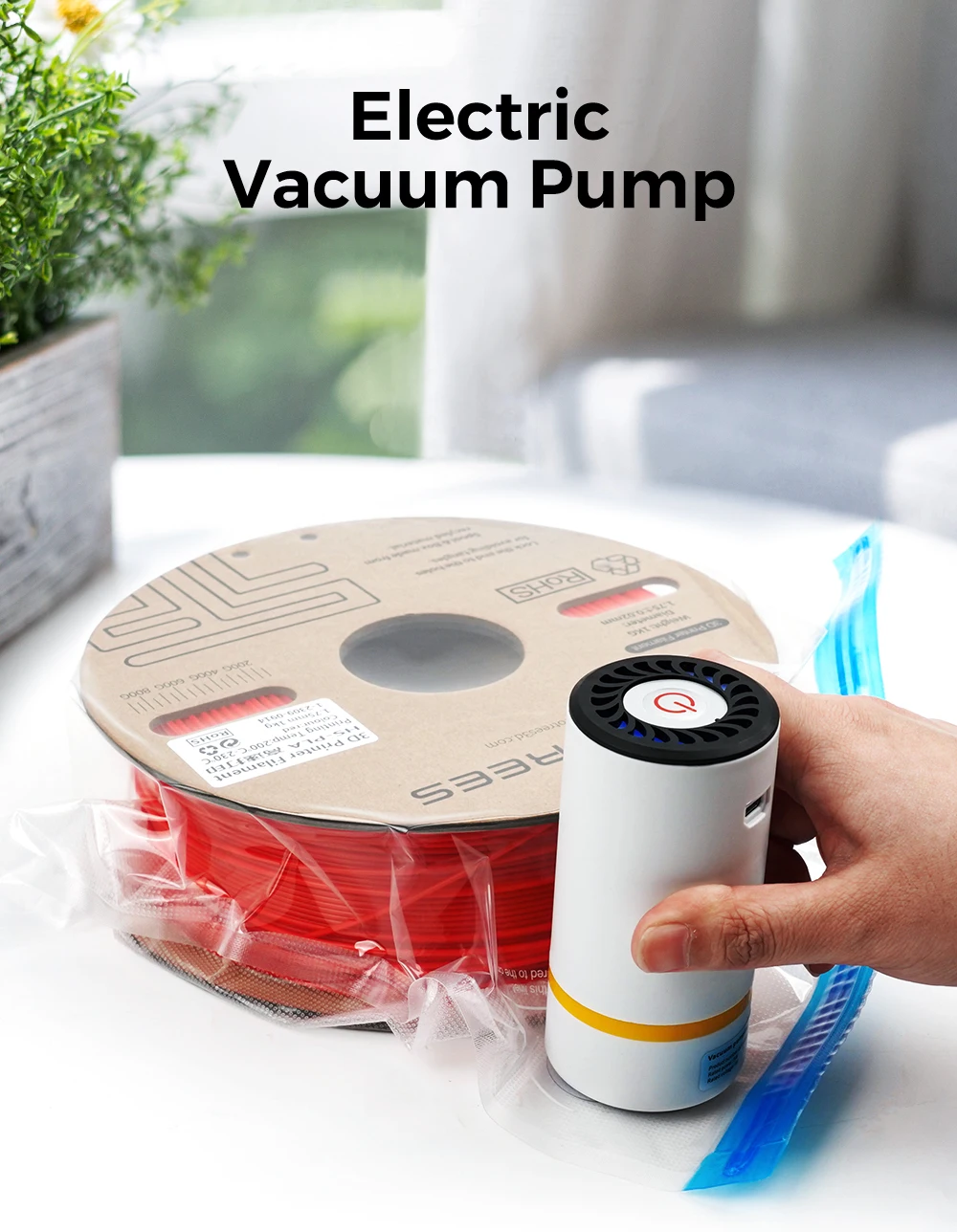 USB wiederaufladbare elektrische Luftpumpe für 3D-Drucker Filament Vakuumbeutel One-Key-Schnellpumpen Aufbewahrungstasche automatisch komprimiert – Detail 2