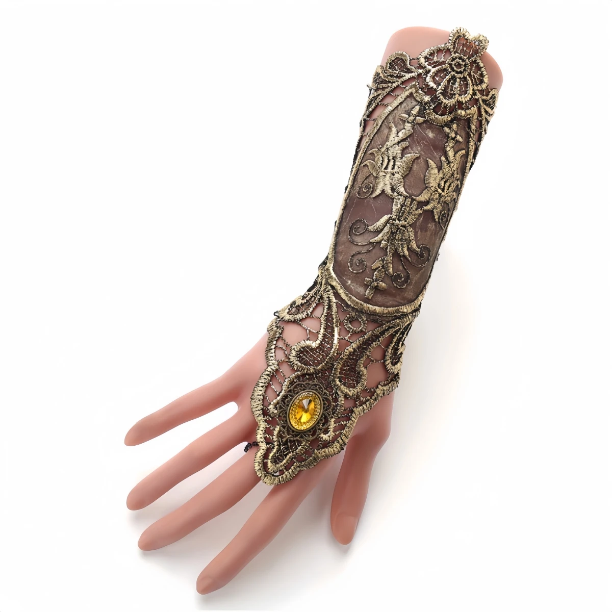 

1pc/2pc Gothic Steampunk Lace Cuff Fingerless Glove Arm Warmer Bracelet Black Halloween Accessories Fashion Exotic Accessories