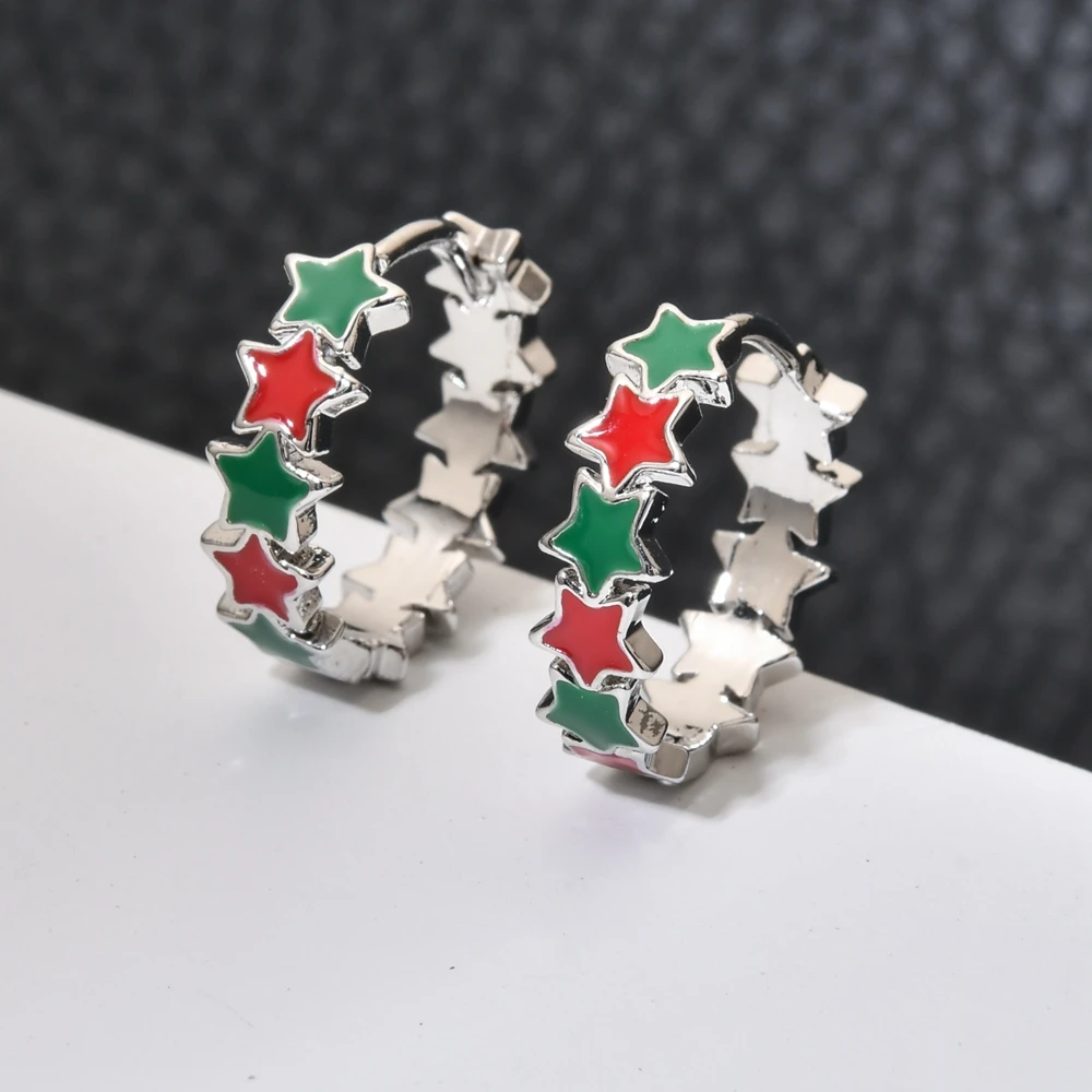 Autumn 2323 Fashion Temperament Little Girl Five Point Star Earrings Sweet and Romantic Women's Jewelry Gift ER-646