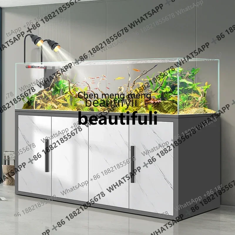 

stream tank fish tank aquarium living room grass tank bottom filter ecological water-free floor