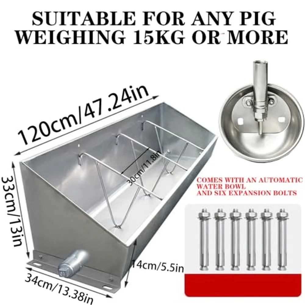 Hog Feeder Livestock Waterer Drinking Trough Heavy Duty Stainless Steel Separated Fence Feeder Trough Free Automatic