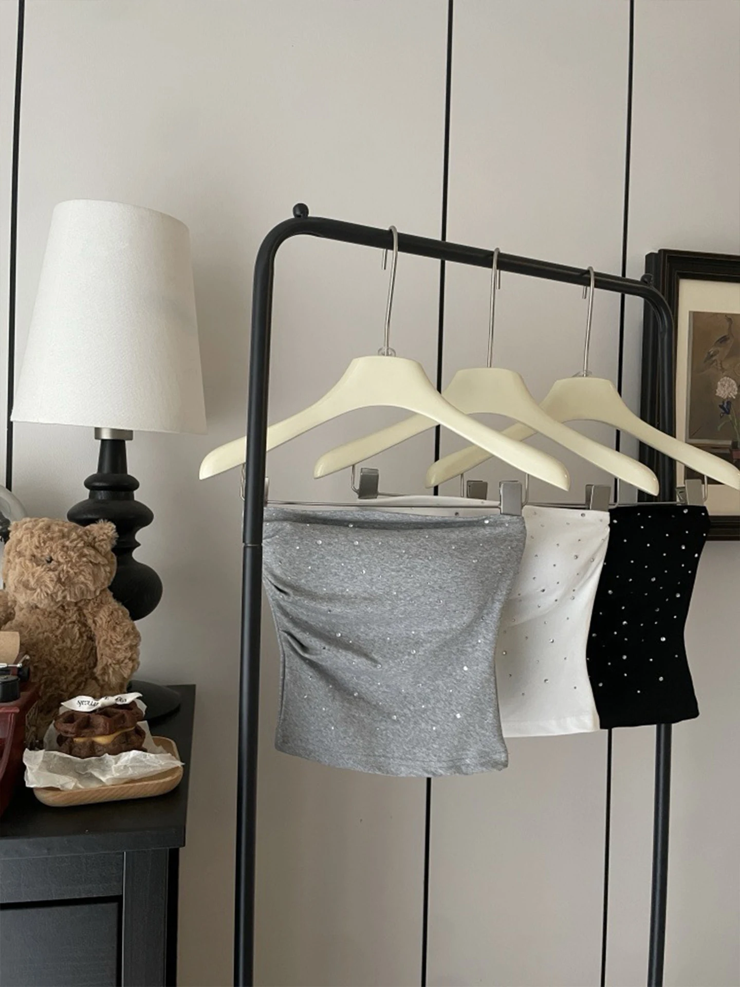 Summer Sexy ort Crop Top Diamond Embellied Slimming Women's Tank Top Base Layer Outerwear Strapl Vest Ci Walk Casual