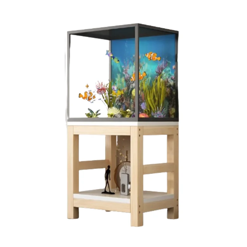 Simple modern solid wood fish tank bottom cabinet, customized base frame, high-end simple household small partition fish tank