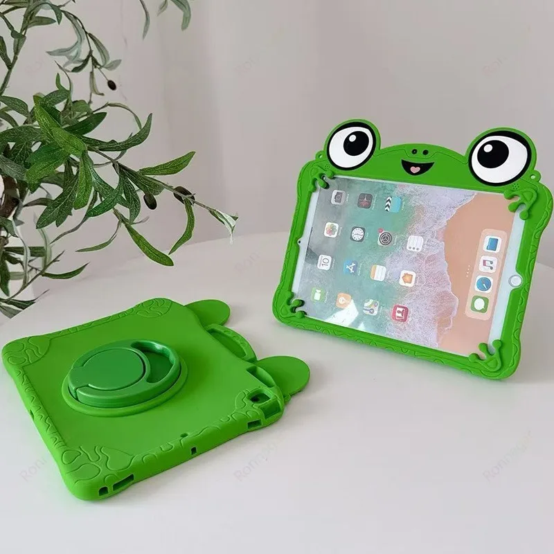 3D Cartoon Frog Bracket Soft Silicone Cover for Samsung Galaxy Tab A9 Plus Case 11 inch Samsung Galaxy Tab A9 Tab A7 Case 8.7 ''