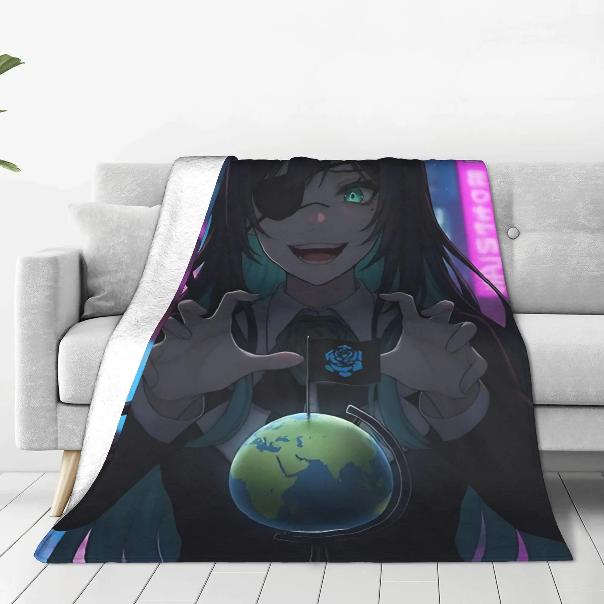 1PC Home Cute Room Decor Cyberpunk Anime Girl Blanket Throw Blanket Ado Novelty Warm Blanket All Season