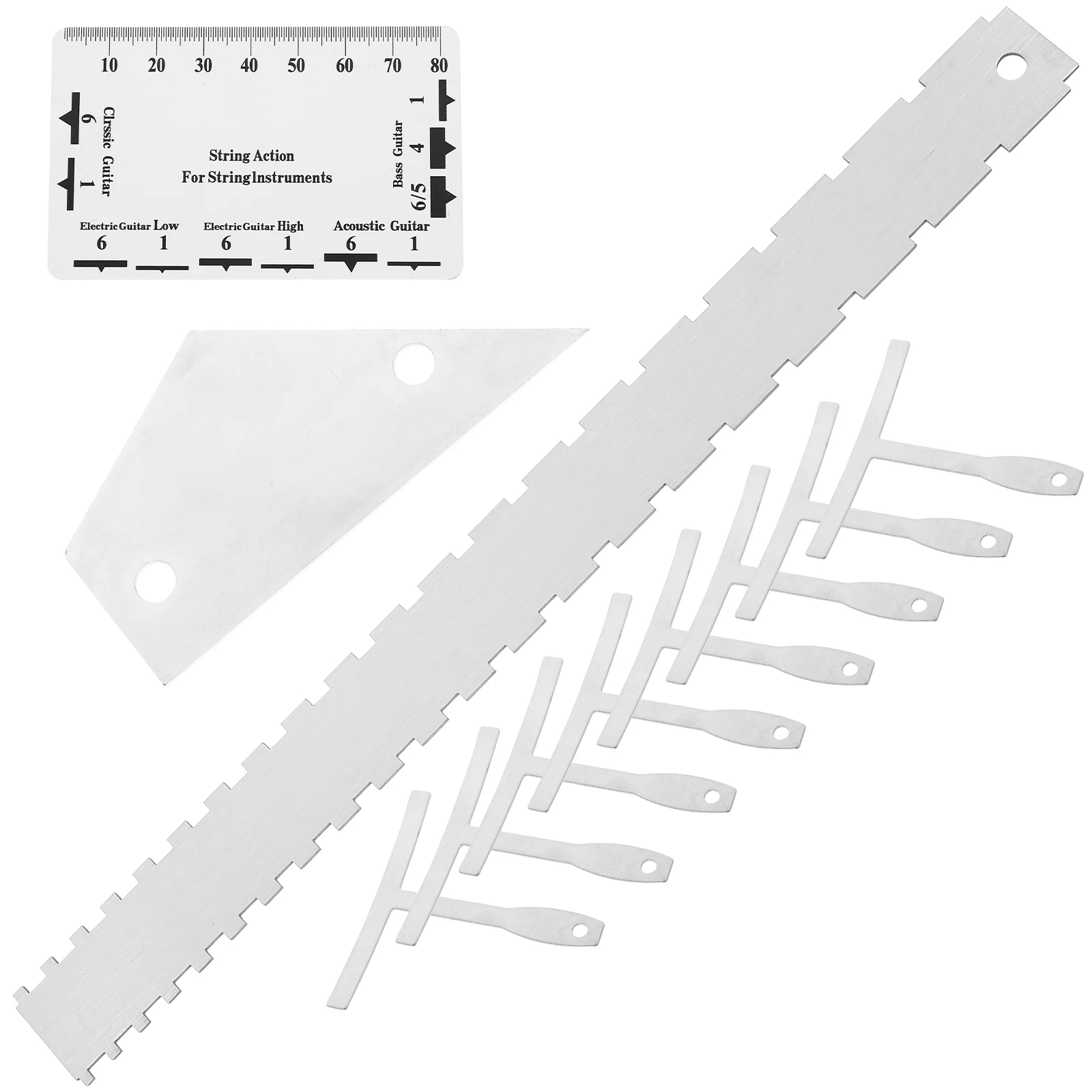 

12Pcs Luthier Tools Guitar Kit Includes String Action Gauge Ruler Understring Radius Gauge Straight Edges for All Guitar Types