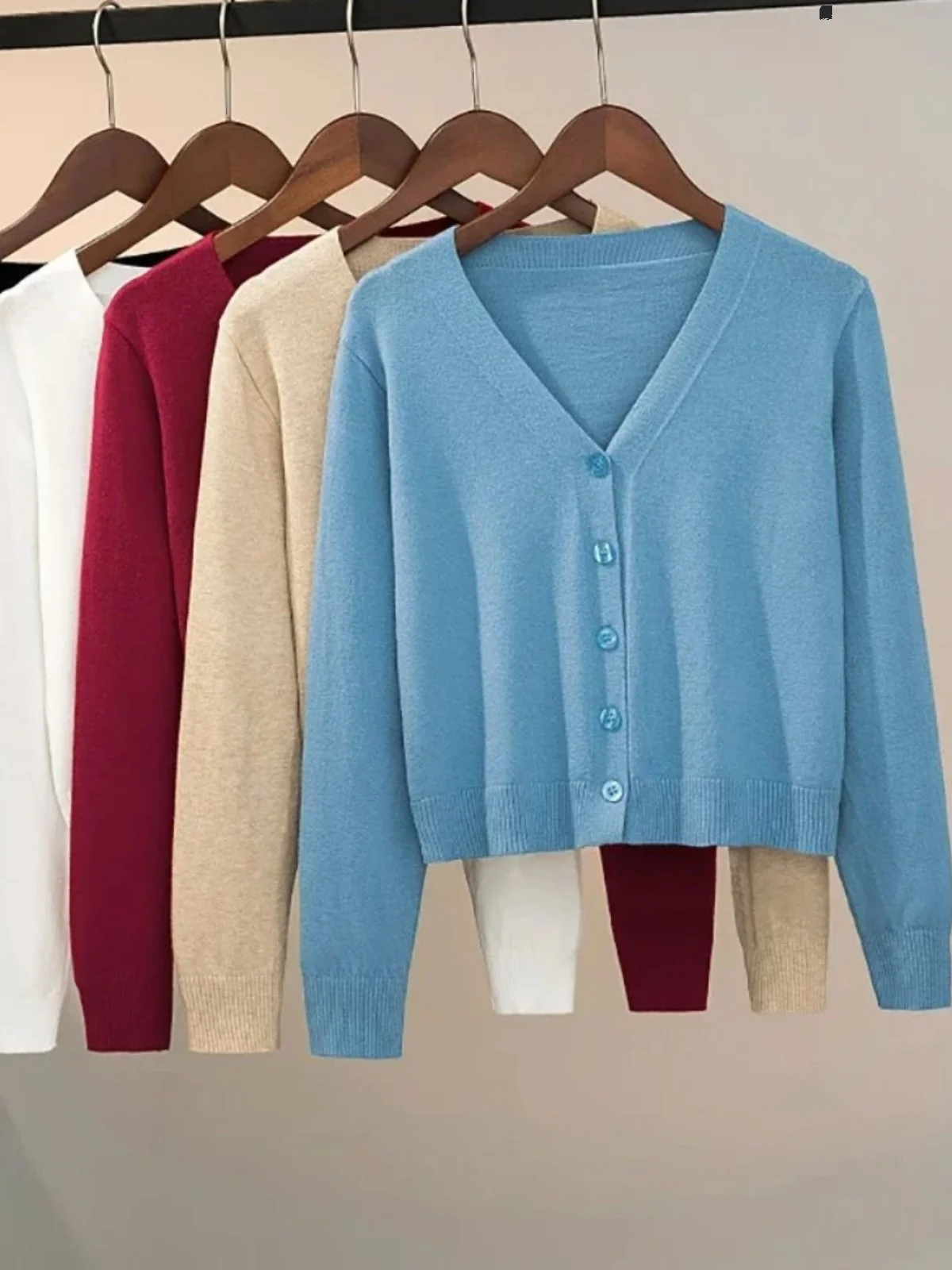 

Casual V-Ne ort Sve Long Cardigan Women's Pure Color Street Sle Loose Fit Open Cardigan Autumn Season Regular Thin