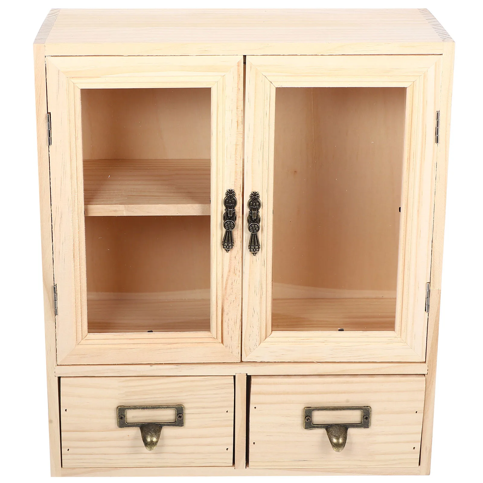 

Rustic Vintage Wooden Storage Box Home Office Desktop Organizer Multifunctional Space Saving Classic Cabinet Furniture