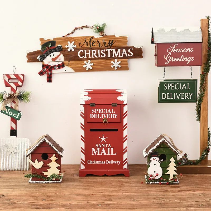 Wooden Mailbox Outdoor Mailbox Suggestion Box Newspaper Mail Letter Post Home Balcony Garden christmas Kogiya Decor navidad 2023