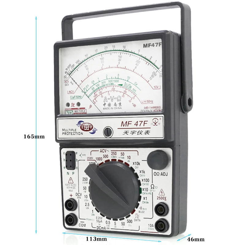 MF47F zewnętrzny multimetr magnetyczny ze wskaźnikiem anty spalania wysokiej precyzji uniwersalny miernik precyzyjny multimetr mechaniczny