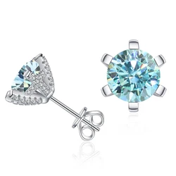 JoyceJelly S925 Silver Jewelry 1ct D Color VVS 3EX Cut Moissanite Earrings For Women Full Diamond Ear Studs Simple Daily Wearing