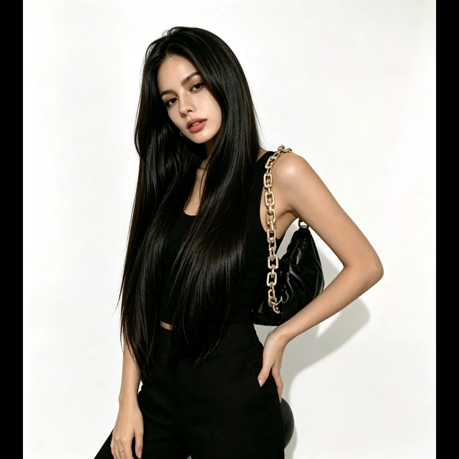 Straight Wig 30 Inch 2 Dark Brown For Women Heat Resistant Synthetic Wig With Side Bangs
