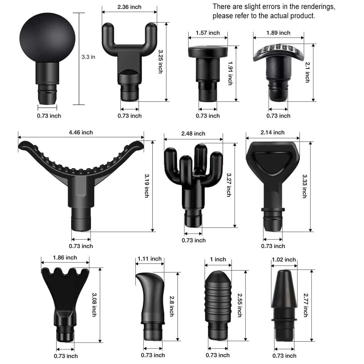 Massage Gun Heads Accessories vibration head for Fascia gun percussion Vibrators heads for massager 18mm connecting rod diameter