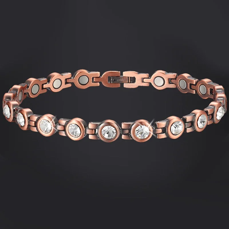 Copper Magnetic Crystal Bracelets Women 100% Pure Therapy Relief Effective for RSI Carpal Tunnel Bracelet Relieve Arthritis Pain