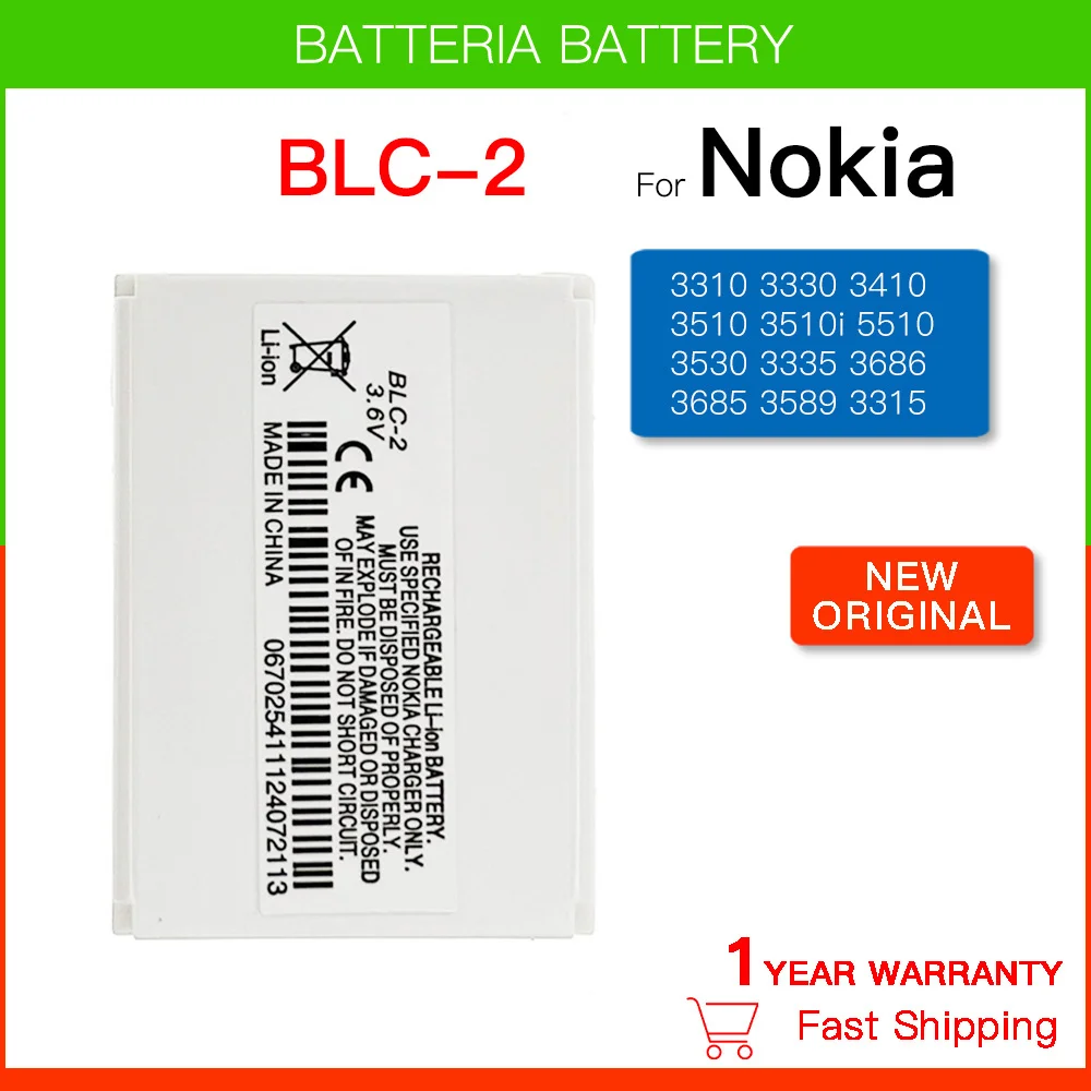 Original Neutral BLC-2 Battery For Nokia 3310 3330 3410 3510 5510 3530 3335 3686 3685 3589 3315 33 BATTERY BLC2 BLC 2 batteria